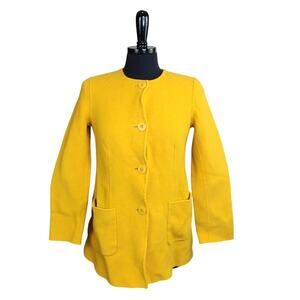 Talbots Lightweight Wool Blend Jacket Yellow Bright Minimalist Classic